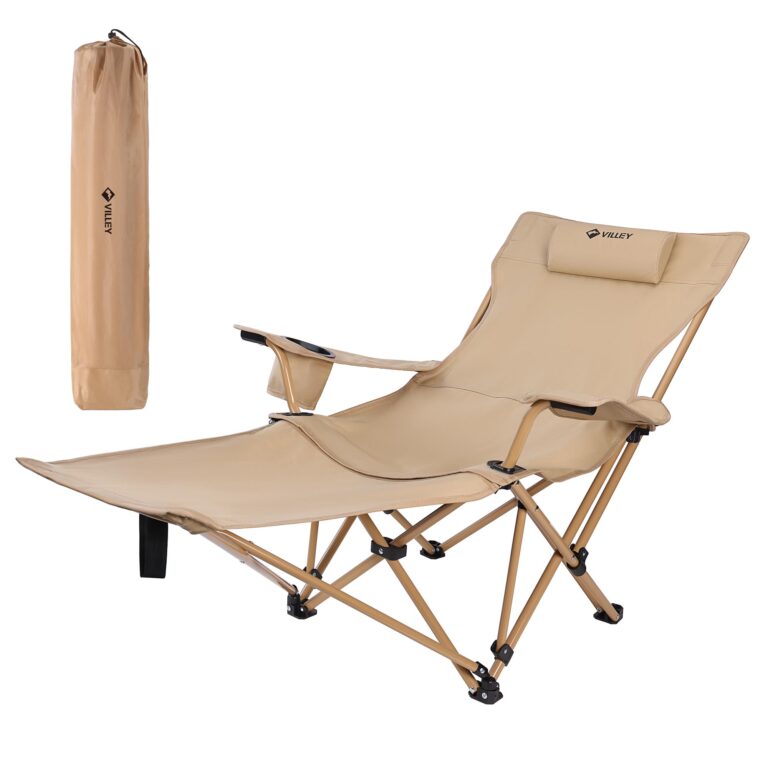 Zložljiv kamp stol z nastavljivim naslonjalom in torbo – bež - 🎯 ŠPORT & PROSTI ČAS - Odprta Skatla