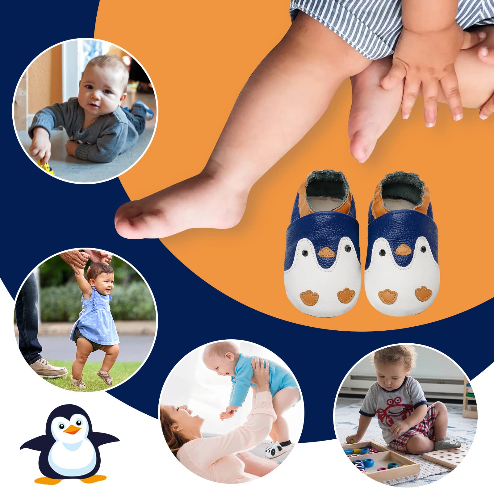 IceUnicorn usnjeni otroški copatki Pingvin, 12-18 mesecev - 👕 OBLAČILA IN OBUTEV - Odprta Skatla