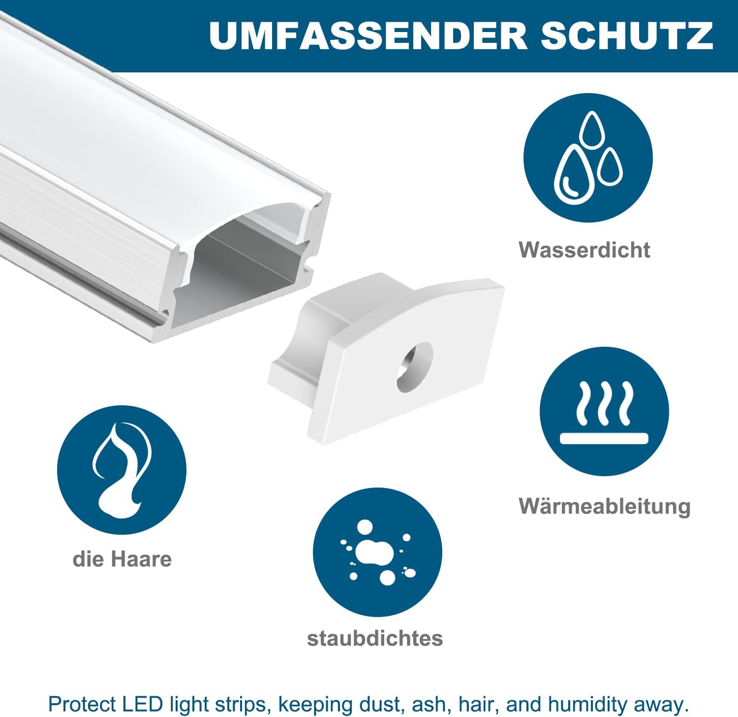 LED aluminijasti profili U 10x1m – set za LED trakove - 🏠 DOM & VRT - Odprta Skatla