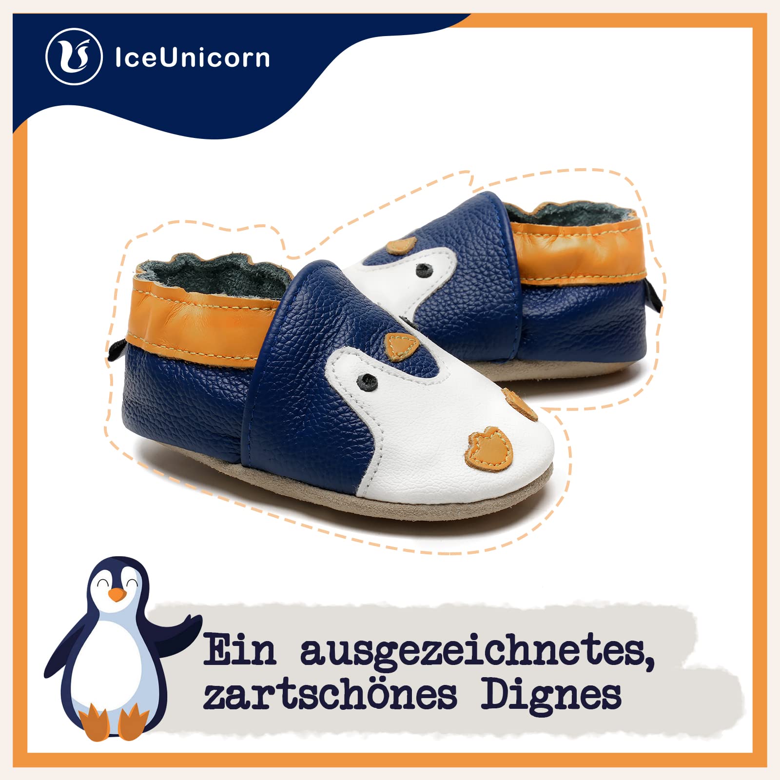 IceUnicorn usnjeni otroški copatki Pingvin, 12-18 mesecev - 👕 OBLAČILA IN OBUTEV - Odprta Skatla