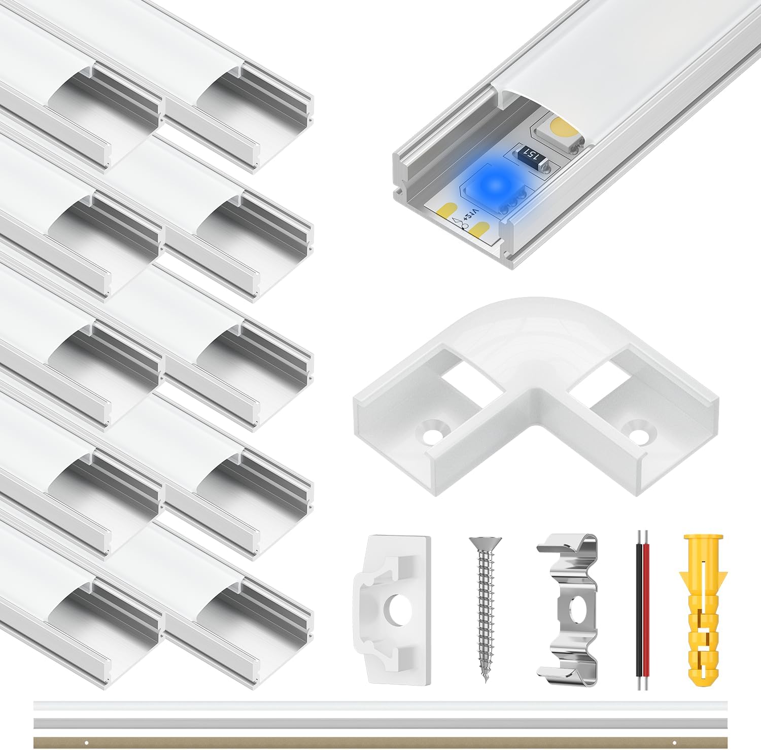 LED aluminijasti profili U 10x1m – set za LED trakove - 🏠 DOM & VRT - Odprta Skatla