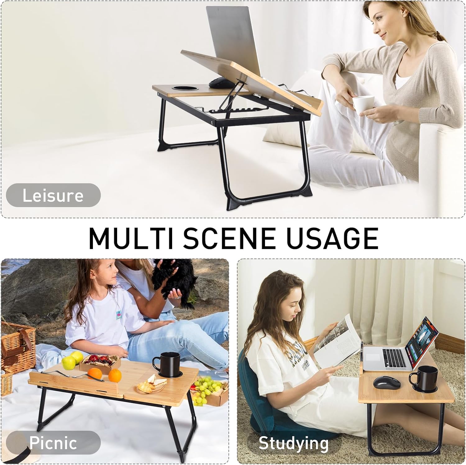 Bambusovo stojalo za knjige in prenosnik – nastavljivo, več kot le bralnik - 🏠 DOM & VRT - Odprta Skatla