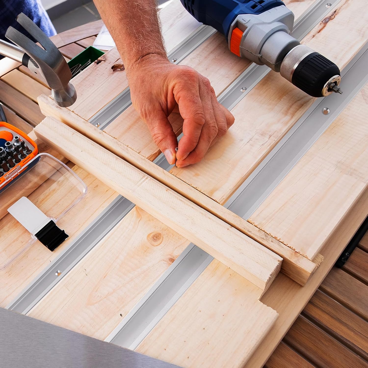 T-vodila za mizarsko uporabo, set 4 kosov, aluminij, 800 mm - 🏠 DOM & VRT - Odprta Skatla