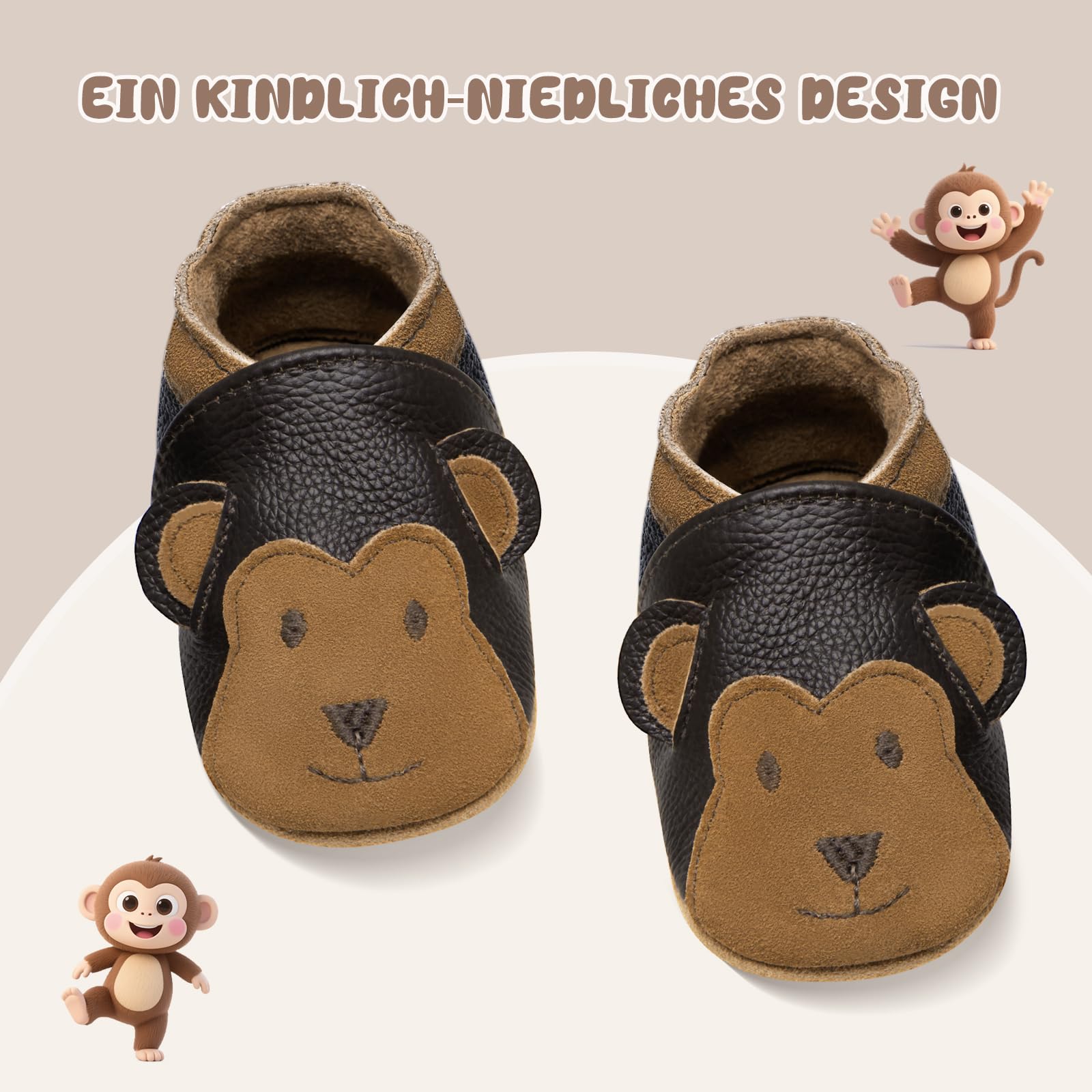 Usnjeni otroški čevlji IceUnicorn Brown Monkey (6–12 mesecev) - 👕 OBLAČILA IN OBUTEV - Odprta Skatla