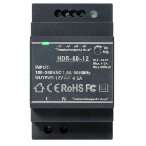 DIN vodilo napajalnik 12V 4.5A 60W – industrijska kakovost