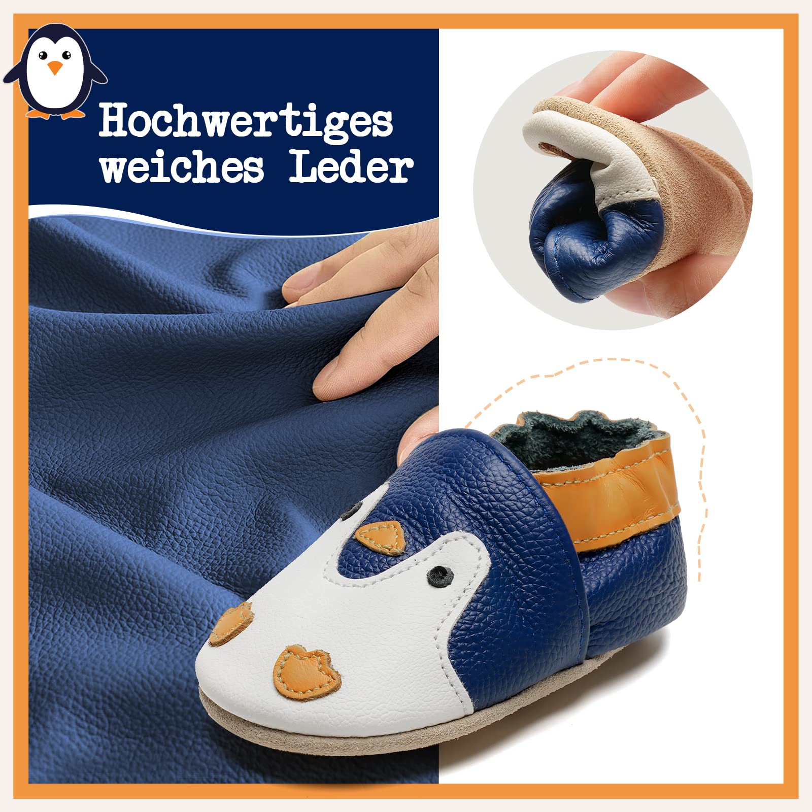 IceUnicorn usnjeni otroški copatki Pingvin, 12-18 mesecev - 👕 OBLAČILA IN OBUTEV - Odprta Skatla