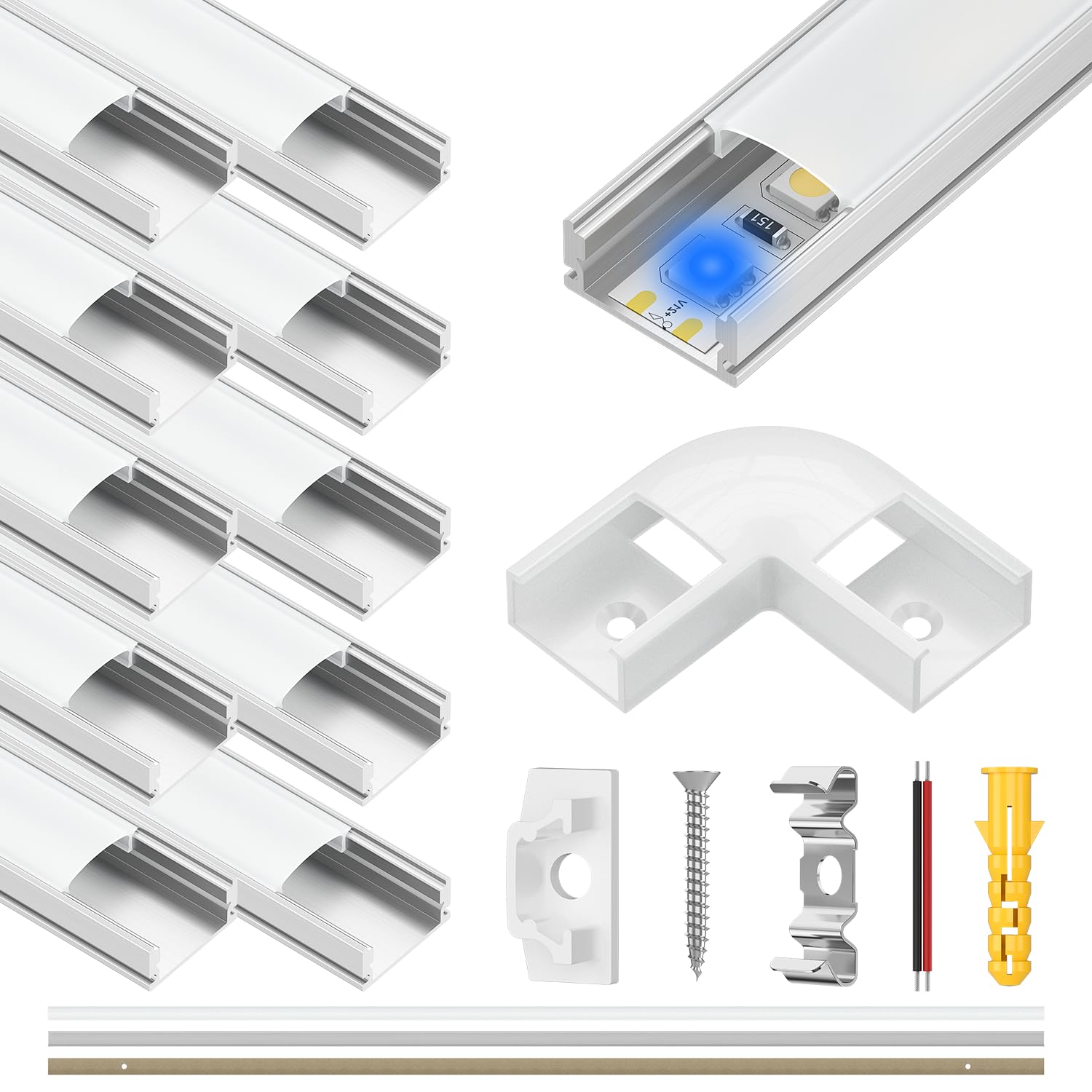 LED aluminijasti profili U 10x1m – set za LED trakove - 🏠 DOM & VRT - Odprta Skatla