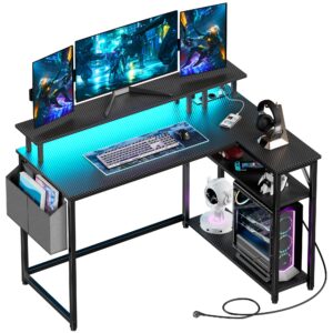 L-oblikovana Gaming miza z LED osvetlitvijo in USB napajanjem