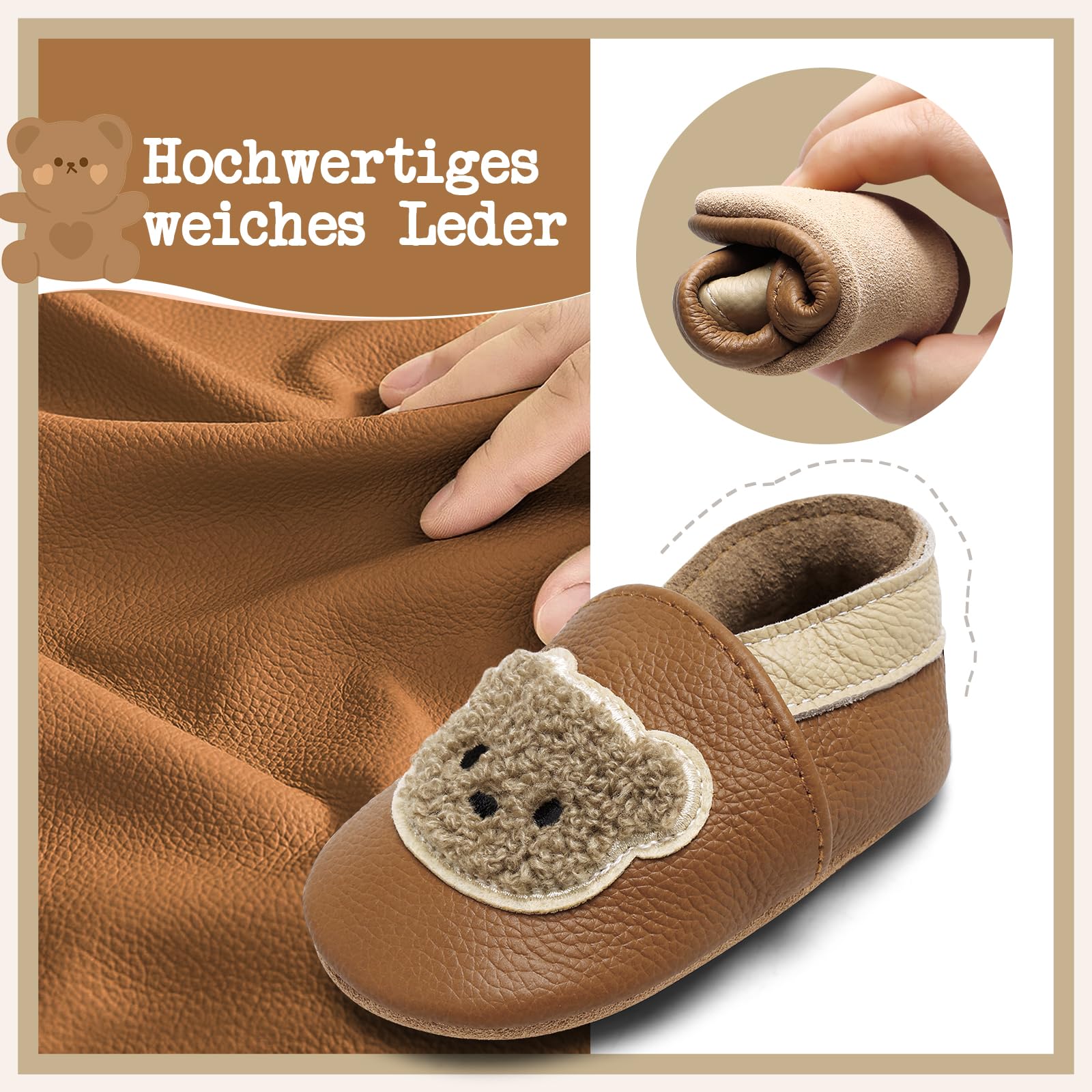 Otroški copatki IceUnicorn rumeno-rjavi medvedek (12-18 mesecev) - 👕 OBLAČILA IN OBUTEV - Odprta Skatla